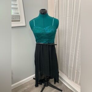 Lily Rose Green and Black Hi-Low Dress Size M